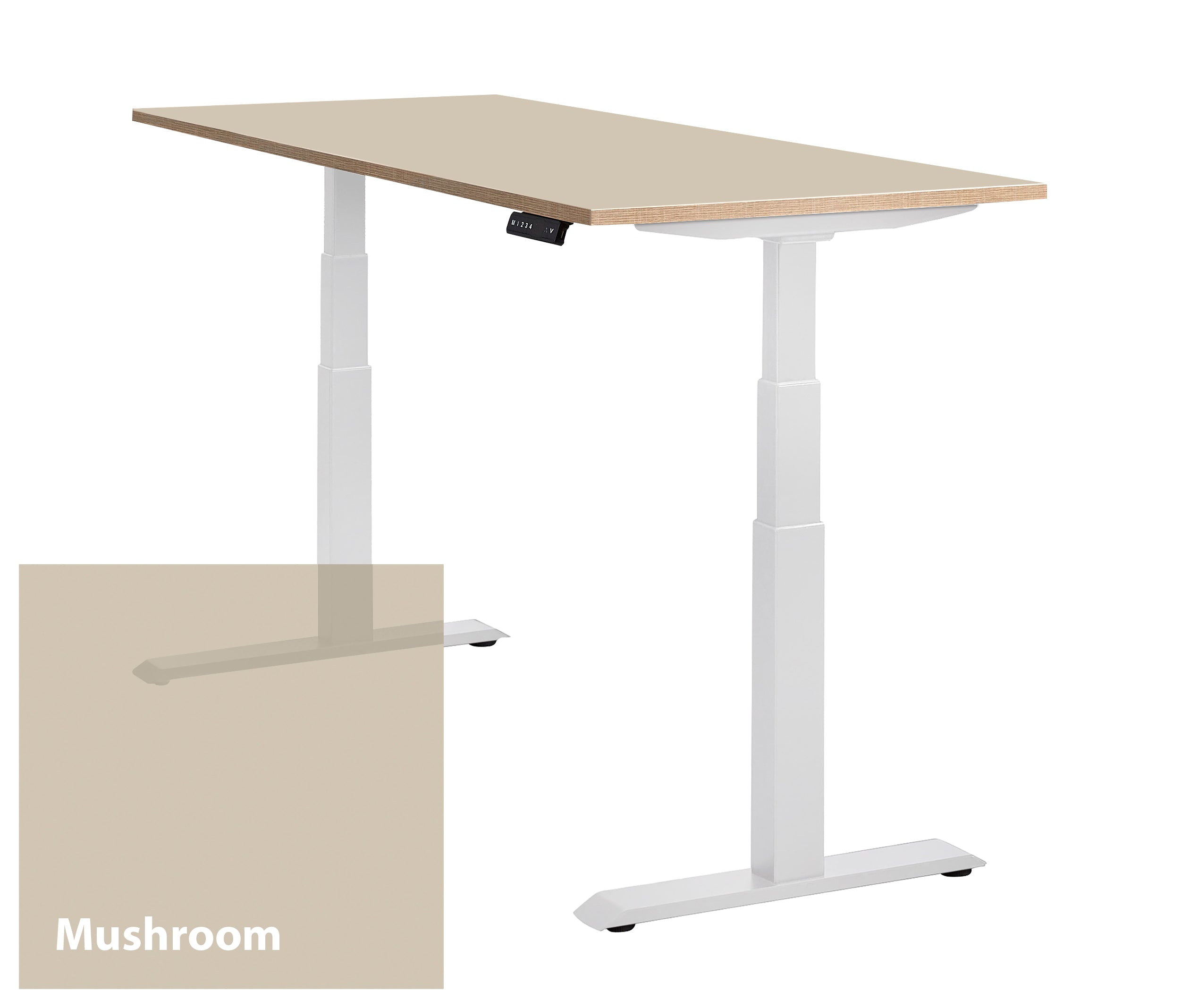 Licht bureau Lino vanaf schuinvoor gezien met een mushroom werkblad