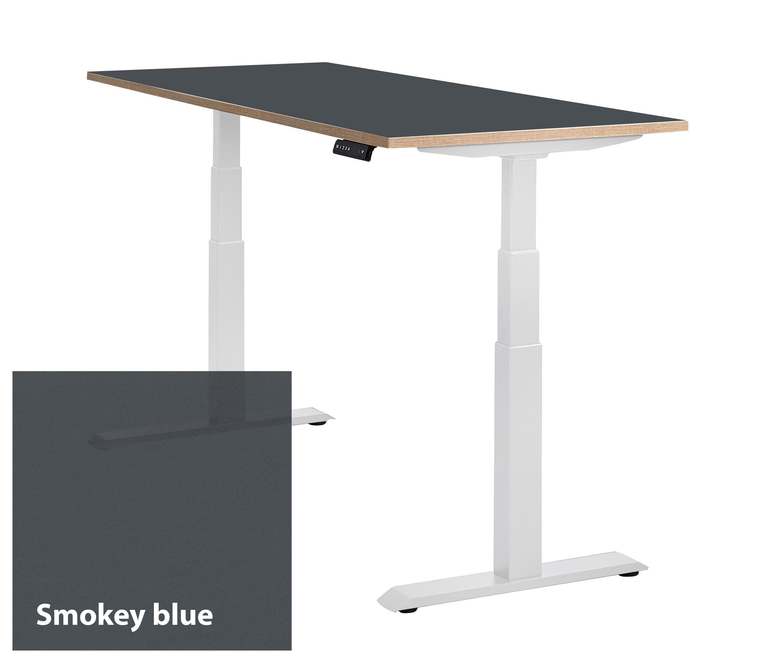 Lino bureau met een wit frame en Smokey Blue werkblad