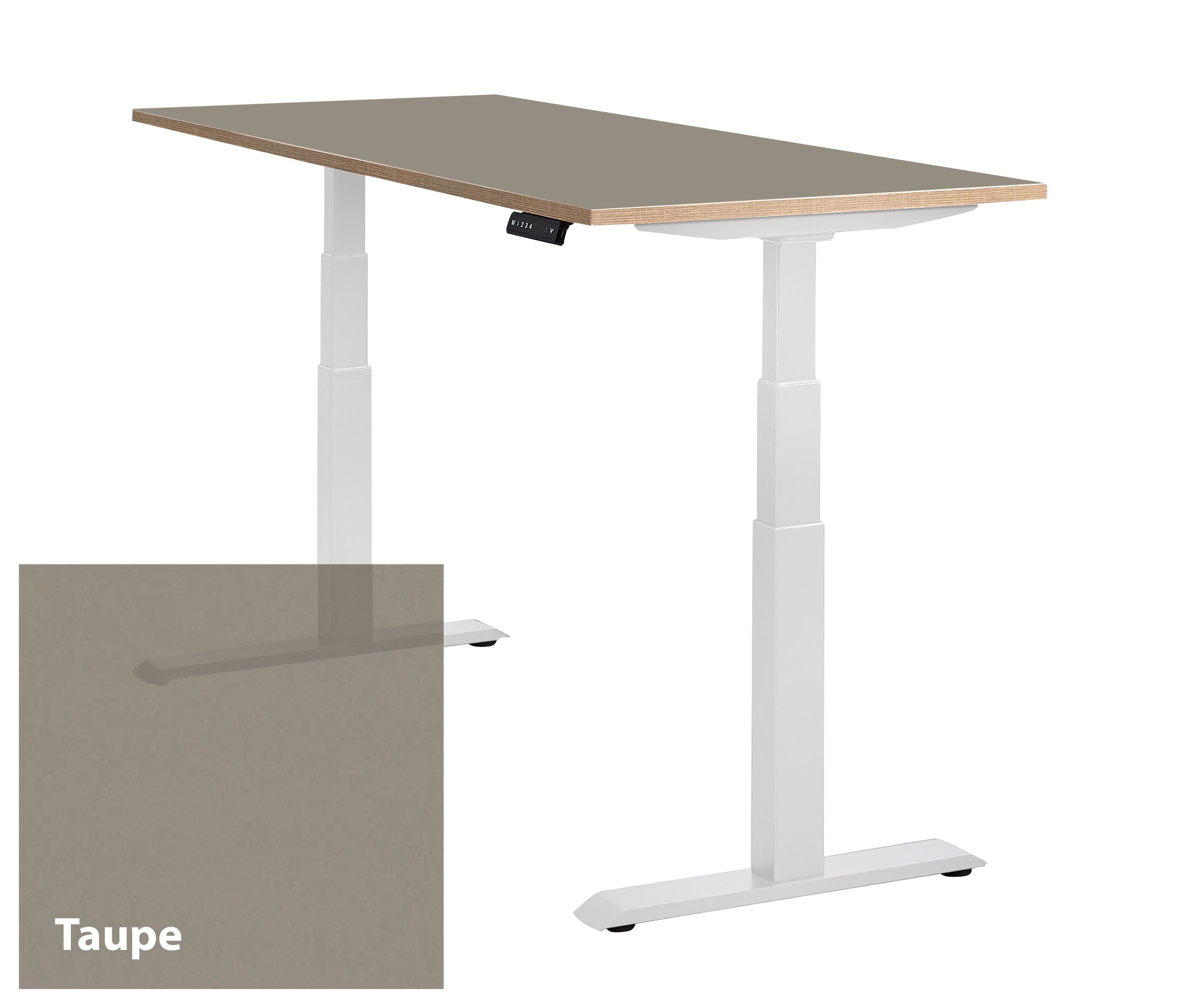 Met wit frame uitgeruste Bureau Lino met Taupe kleurig werkblad