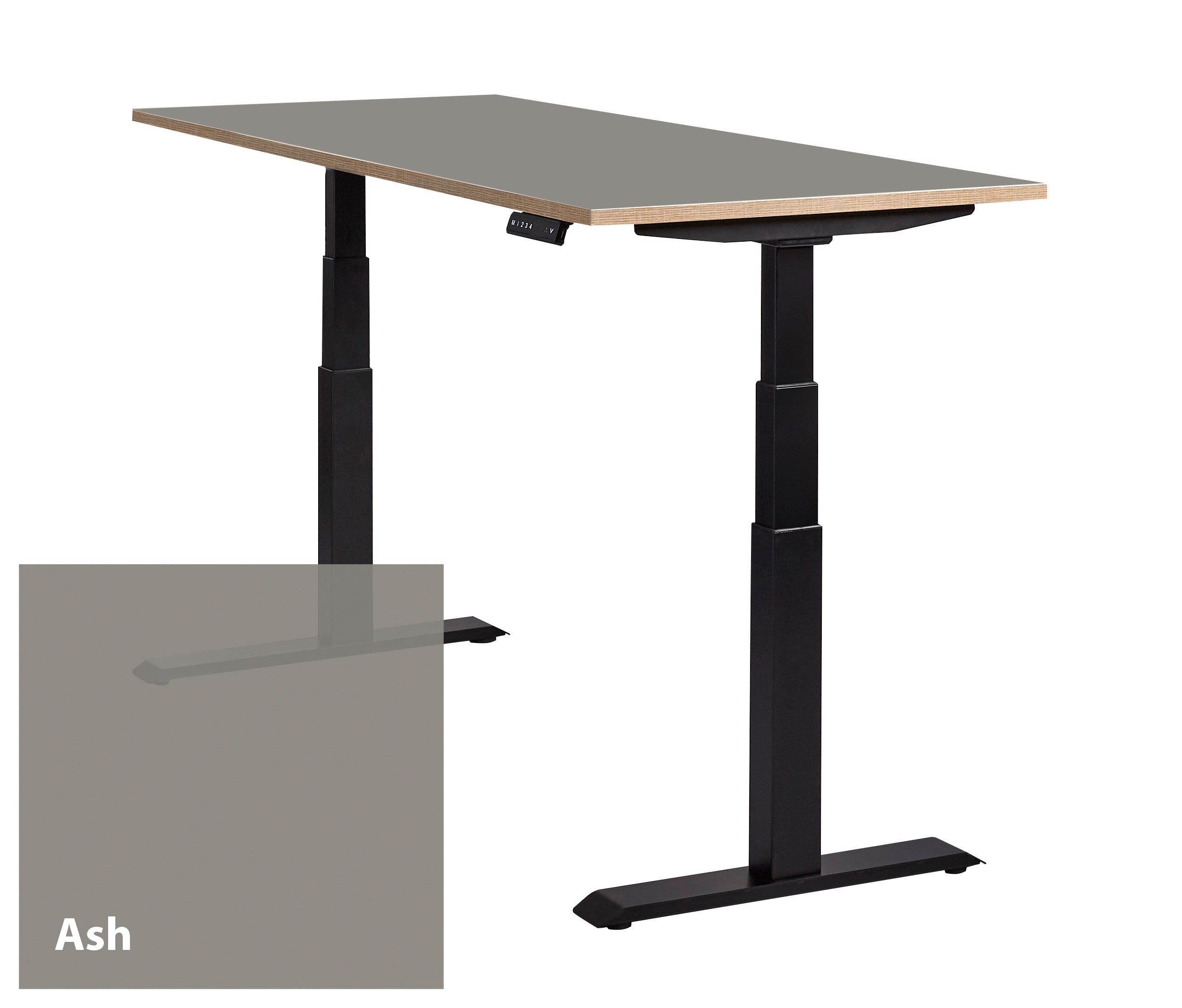 Zwart bureau Lino met een Ash kleurig werkblad