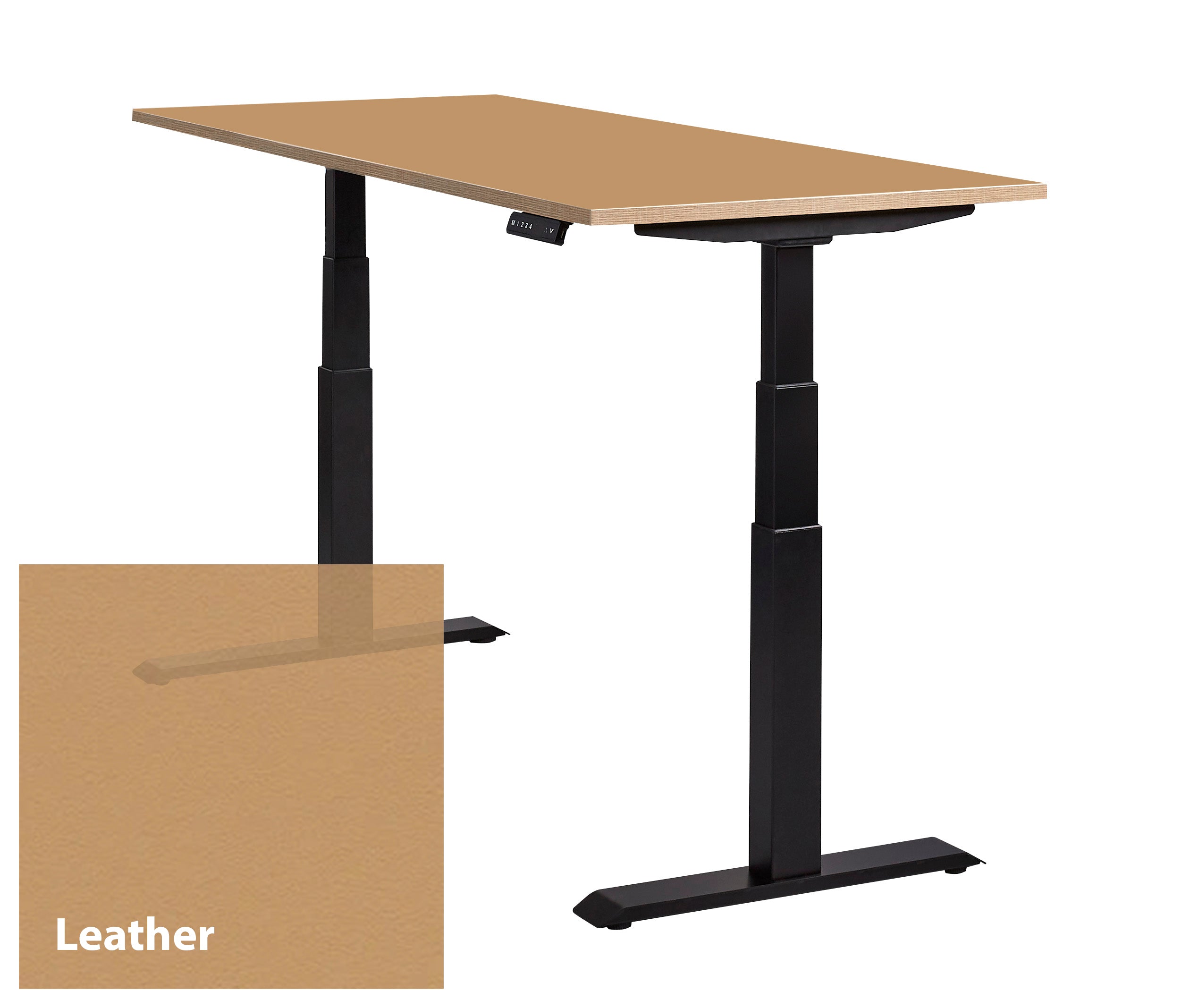 Lino bureau in het zwart met een Leather werkblad