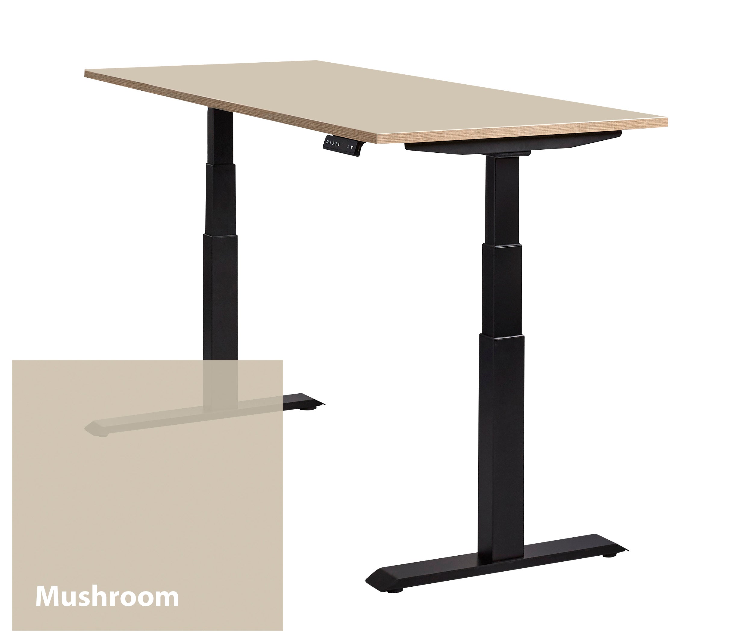 Zwart lino bureau met een Mushroom kleurig werkblad