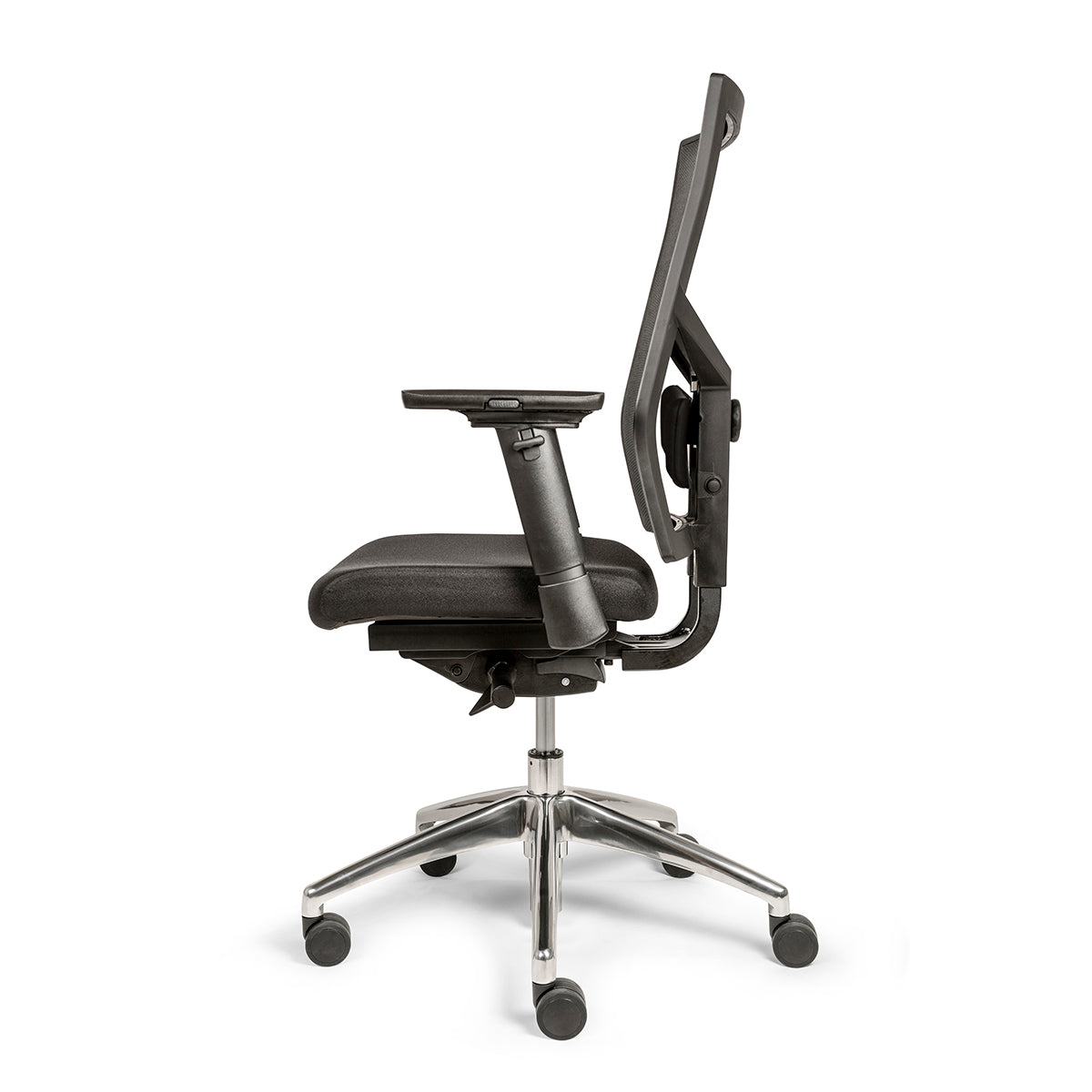 Zijaanzicht van Bureaustoel Junna met moderne uitstraling en ergonomische ondersteuning