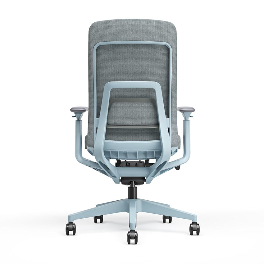 Achterzijde van de Bureaustoel Titan uitgevoerd in het blauw