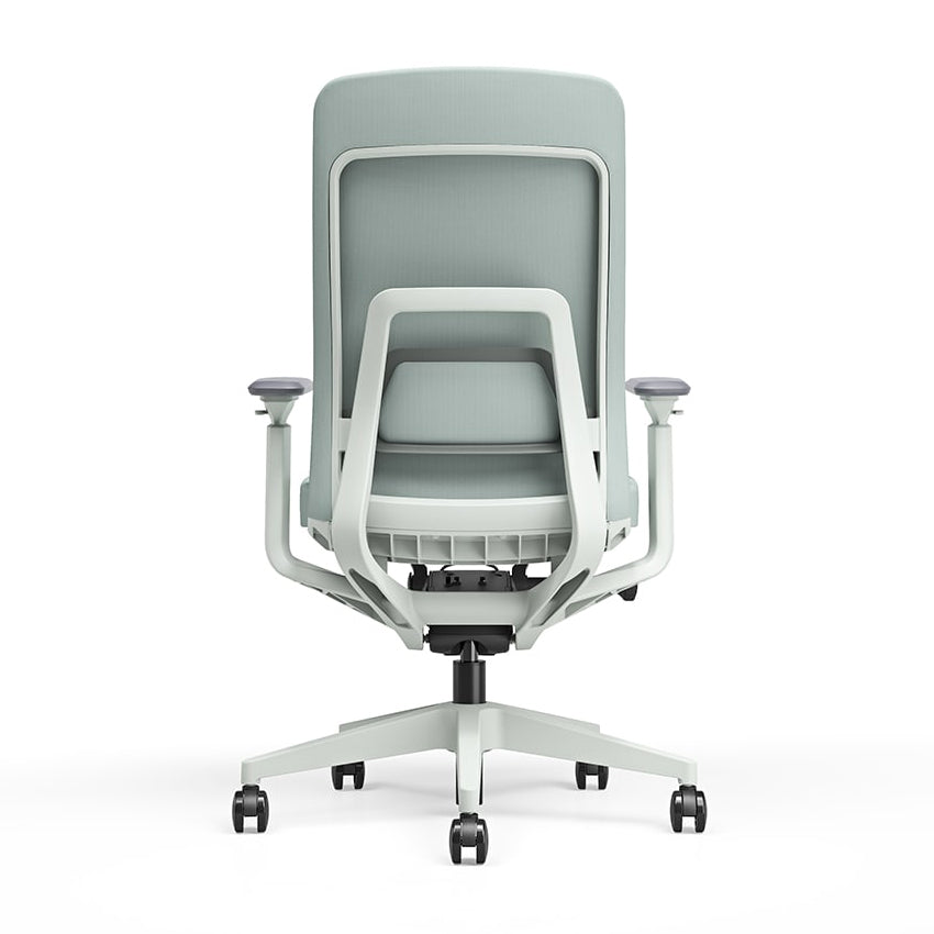 Bureaustoel Titan in de geheel grijze uitvoering gezien vanaf de achterzijde