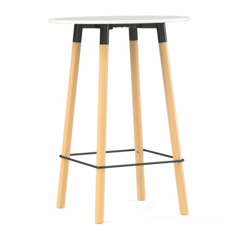 Ronde bartafel Corner met een zwart frame en wit werkblad