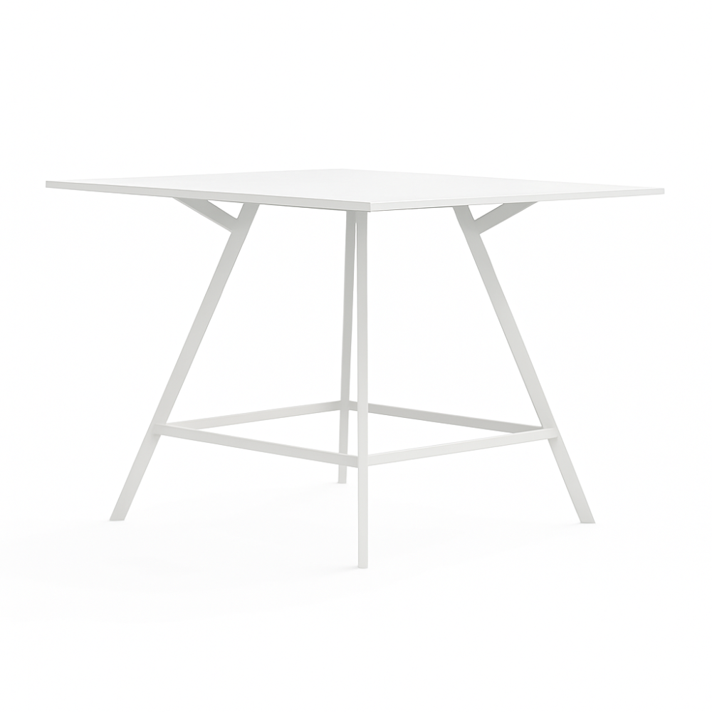 Compleet witte bartafel Cube met wit frame en vierkant wit blad