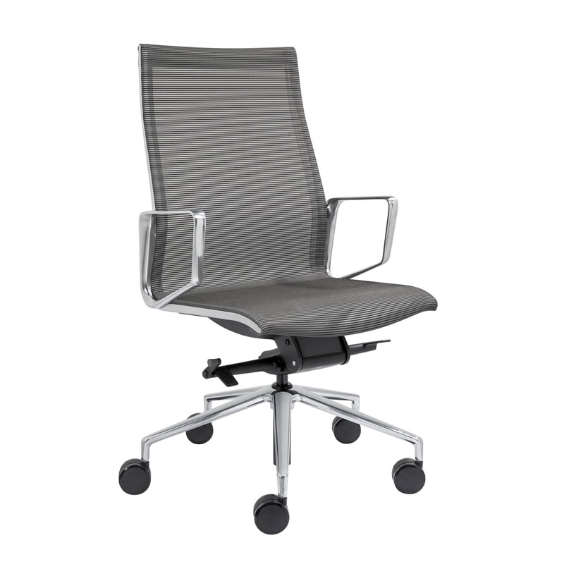 Designstoel mesh in de kleur grijs.