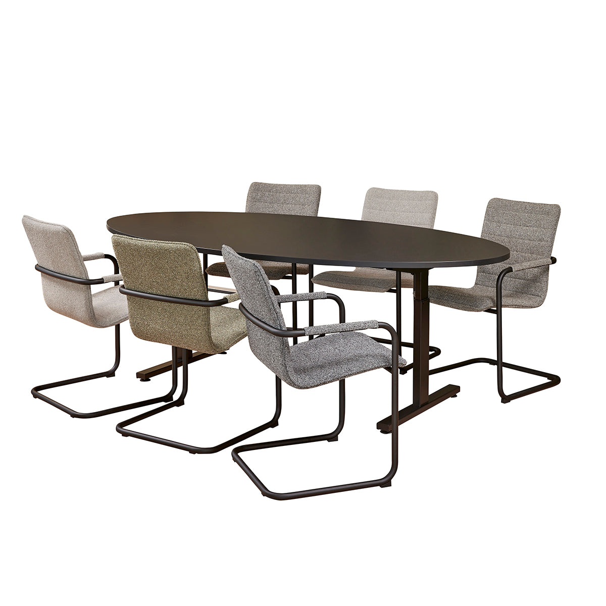 Easy vergadertafel (ellips) in de kleur zwart.