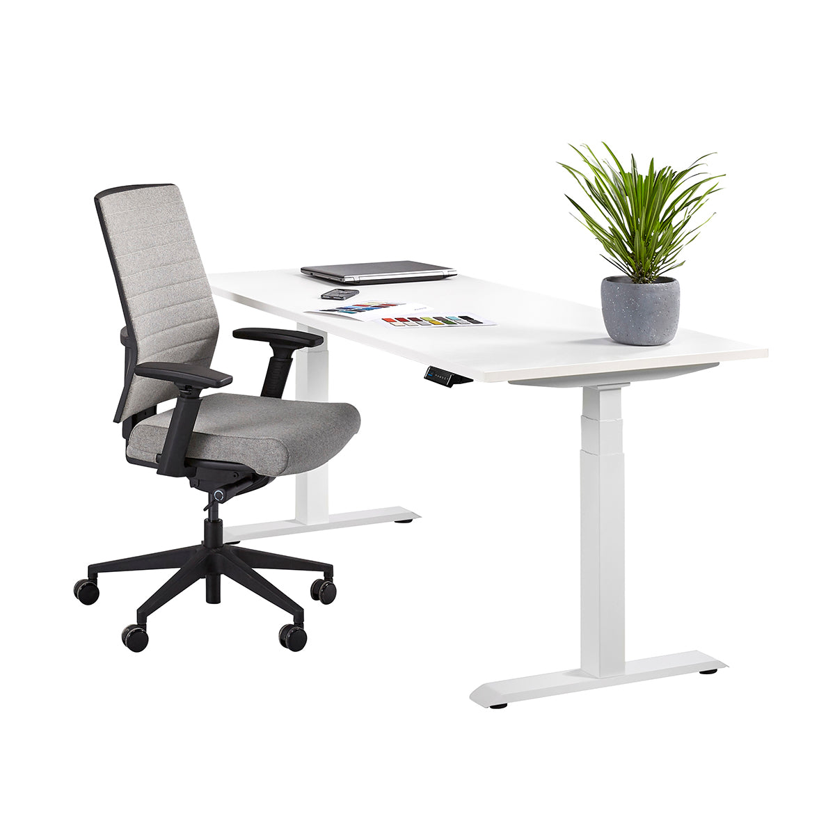 Ergowork pro zit-sta bureau in de kleur wit.