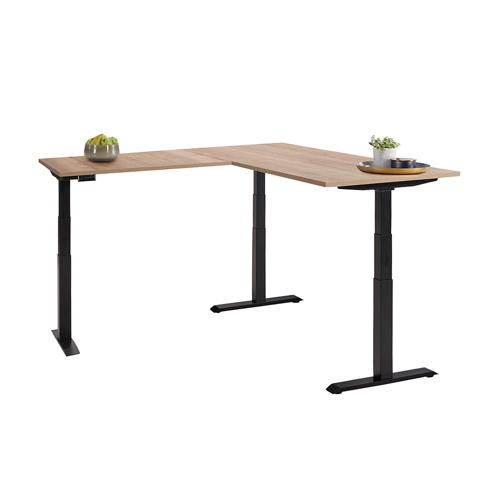 Ergowork pro zit-sta hoekbureau in de kleur zwart.
