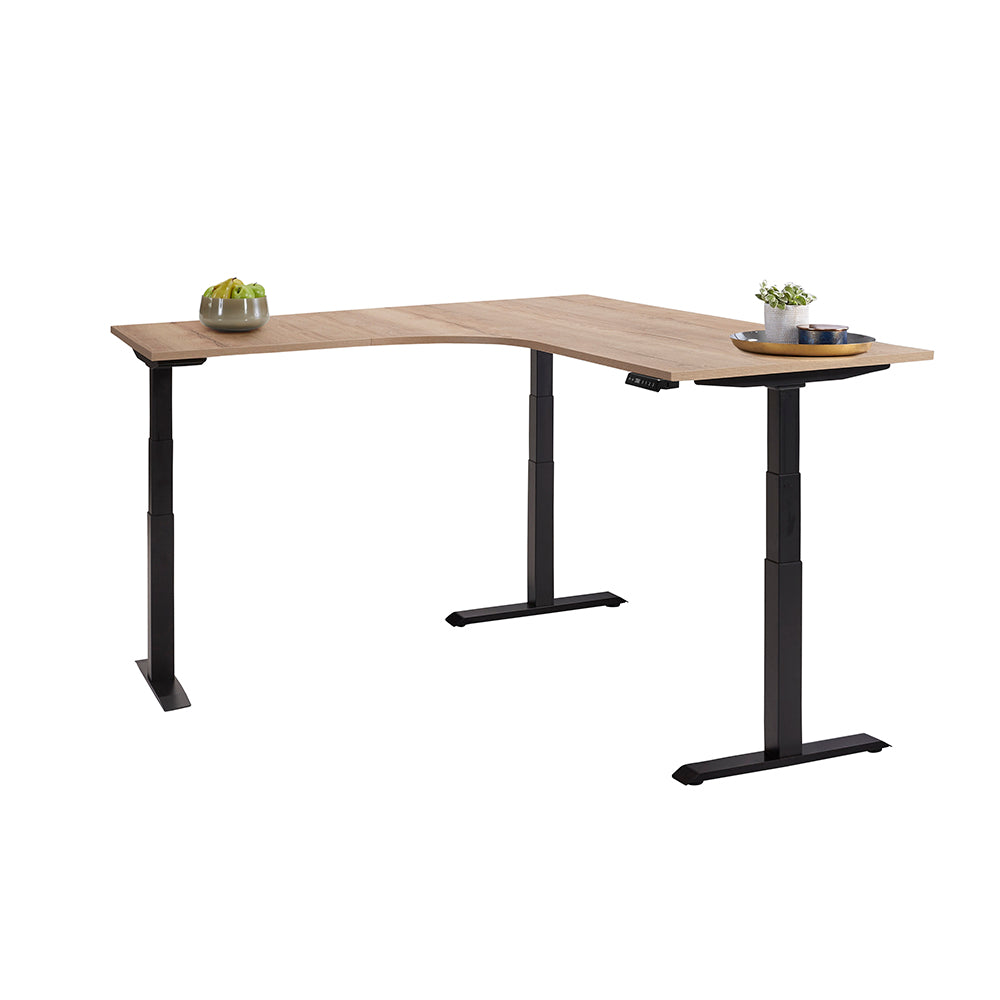 Stijlvol Ergowork Wingbureau XL met een zwart onderstel en Nature werkblad