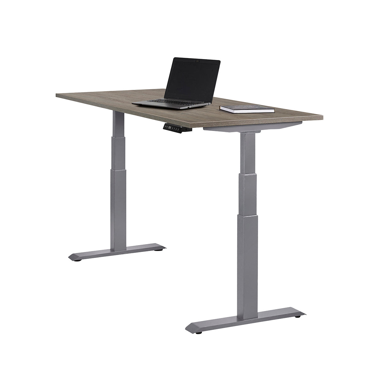 Ergowork zit-sta bureau met aluminium onderstel in de kleur brown.