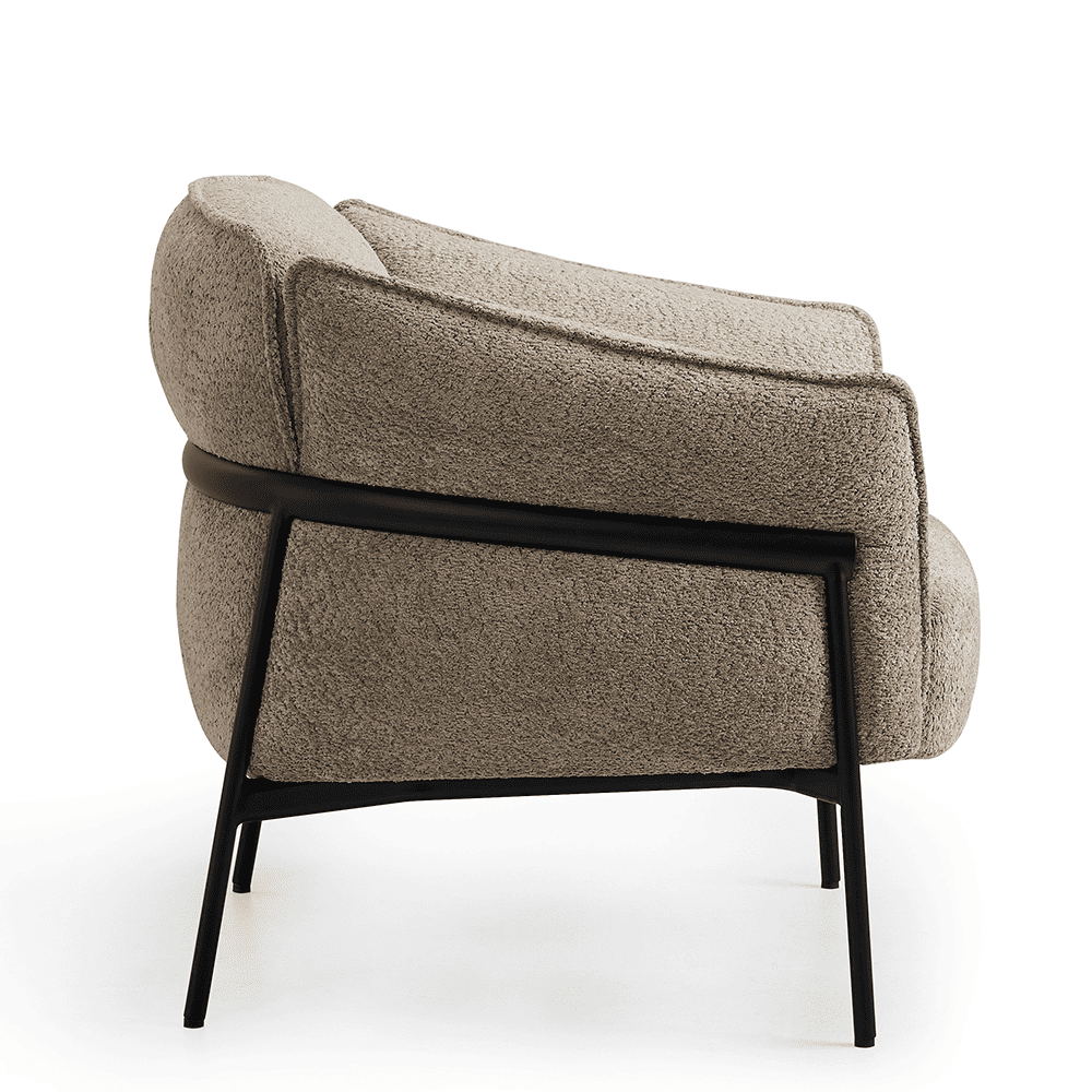 Nova Flow beige gezien vanaf de zijkant, gestoffeerd in beige teddystof