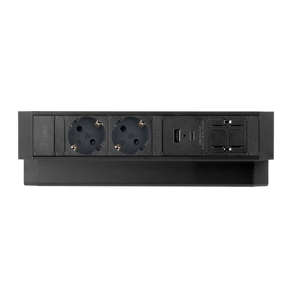 Filex power desk up in de kleur zwart.