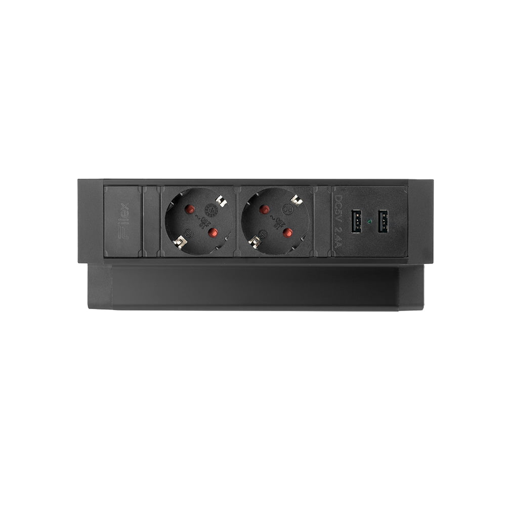Filex power desk up in de kleur zwart.