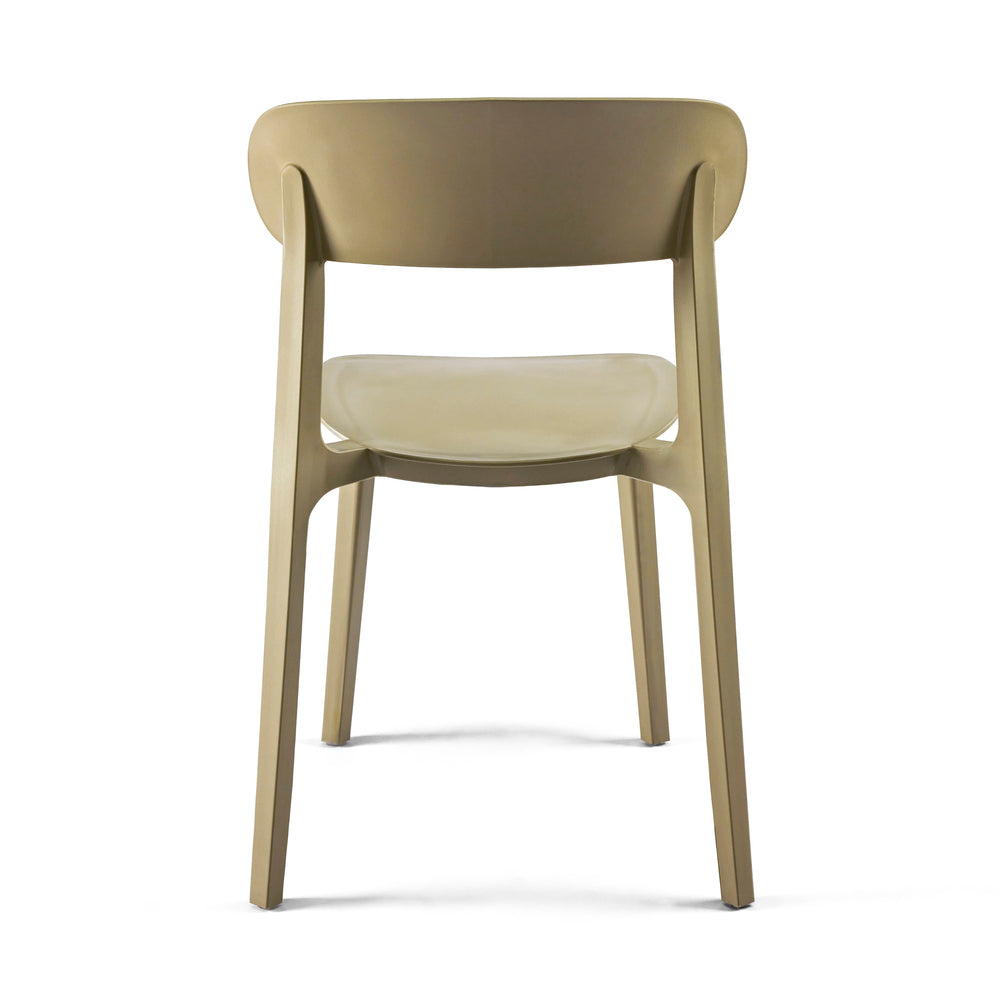 Achterzijde van de beige kantinestoel Sara