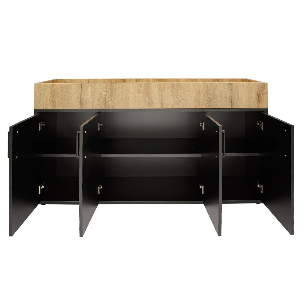 Zwarte Andres kast met openstaande deurtjes en voorzien van Nature plantenbak