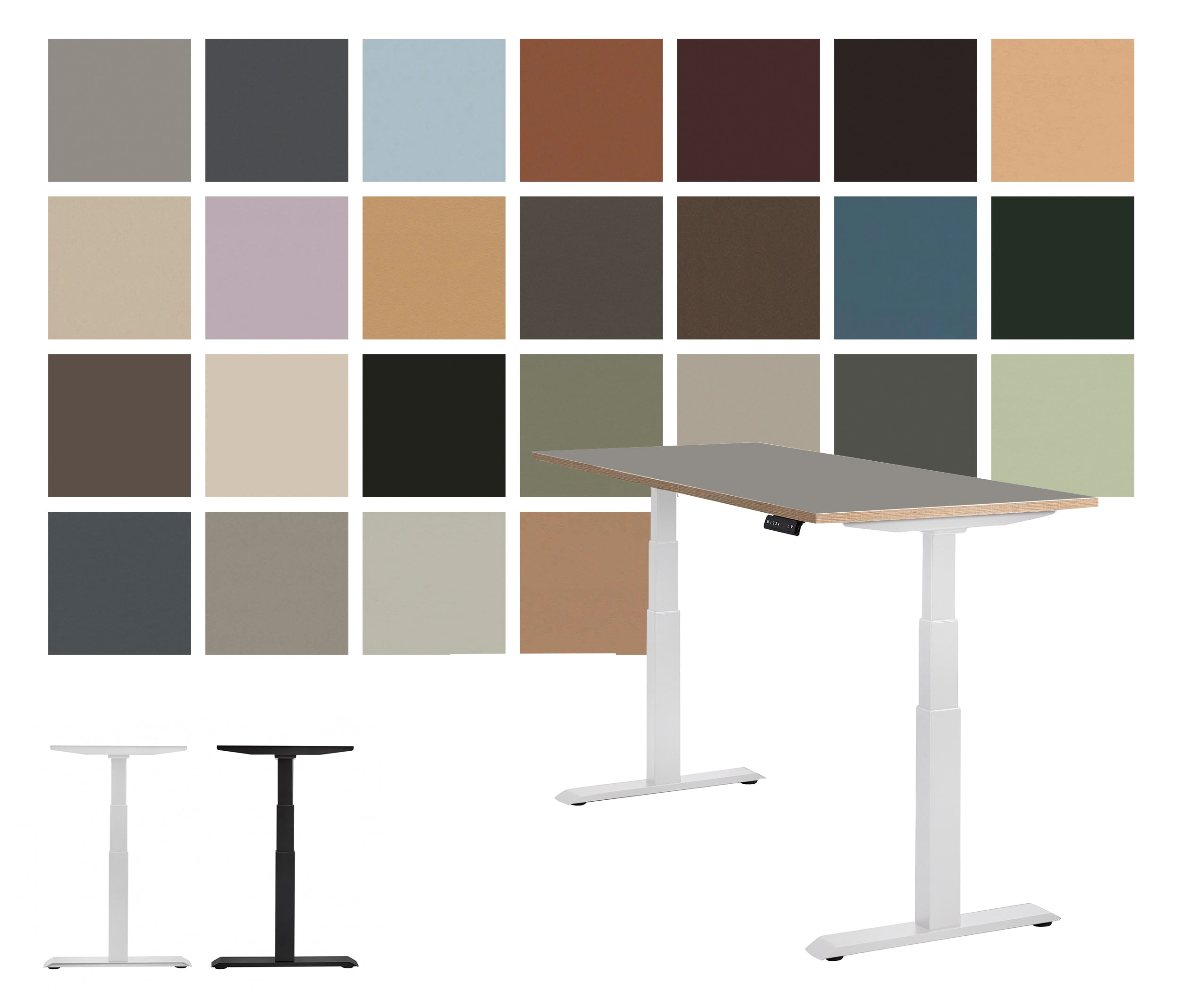 Overzichtsfoto van de verschillende kleuren waarin het Bureau LINO beschikbaar is