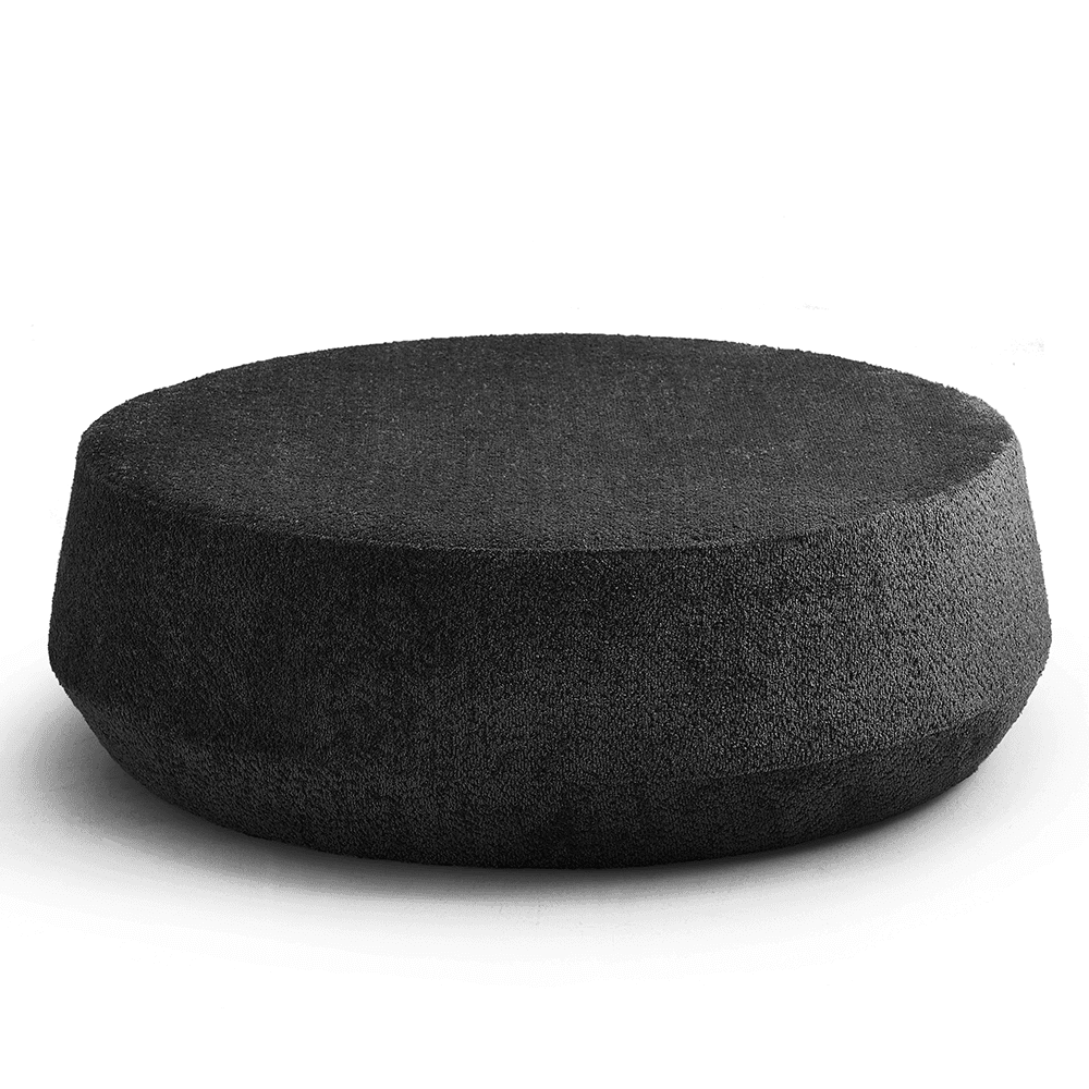 Grote Nova Pouf poef in het zwart met vlakke bovenzijde