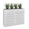 Schuifdeurkasten met plantenbak in de kleur wit.