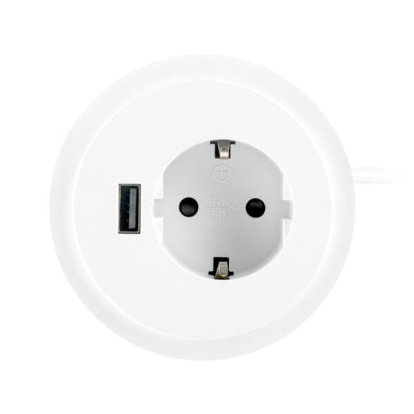 Spot inbouw 1x stroom + 1x usb in de kleur wit.