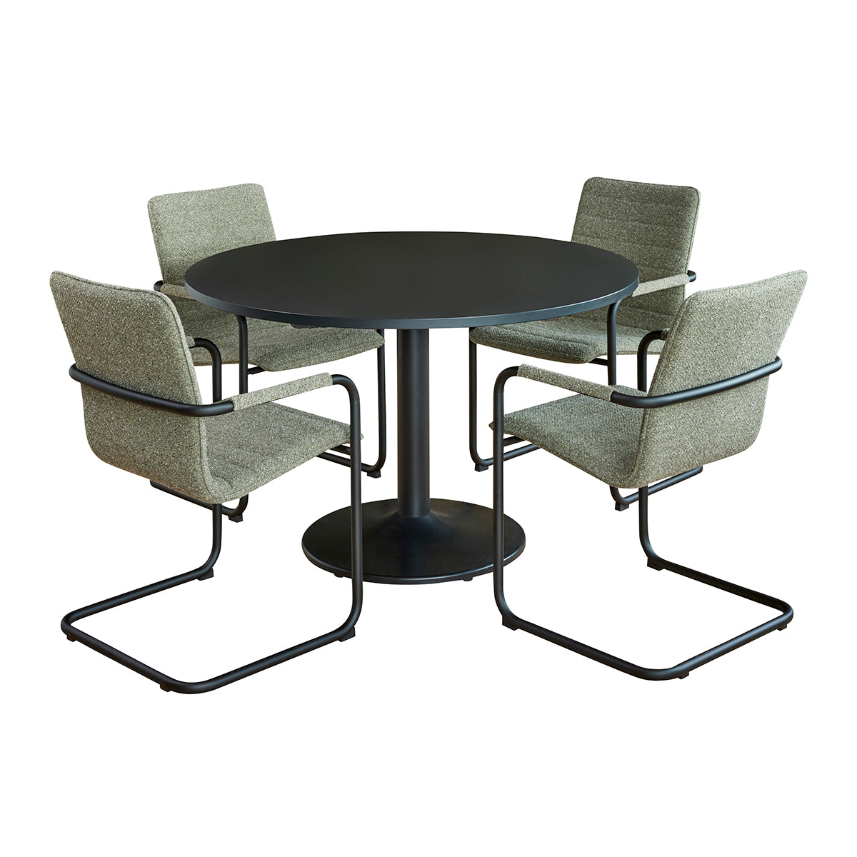 Sam vergadertafel (rond) in de kleur zwart met rond blad.