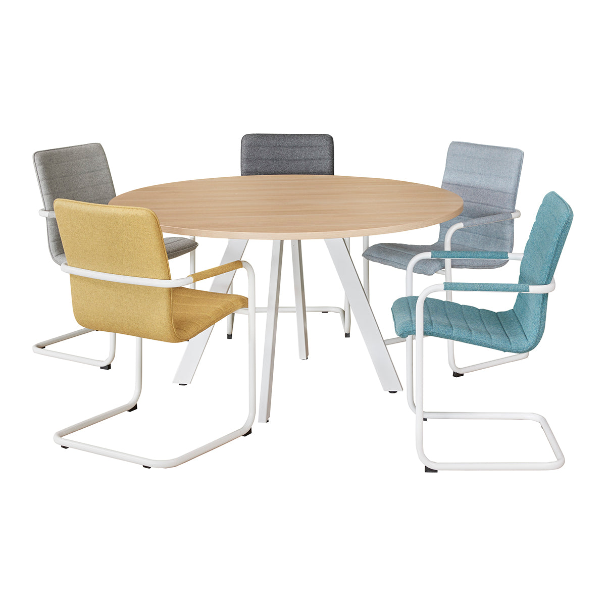 Simon vergadertafel (rond) in de kleur wit met rond blad.