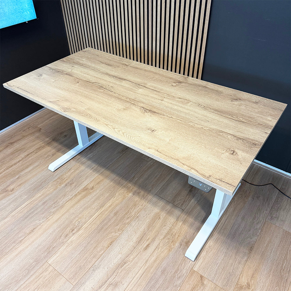 Steelforce 1050 Zit-sta bureau 160x80 cm (wit/nature)