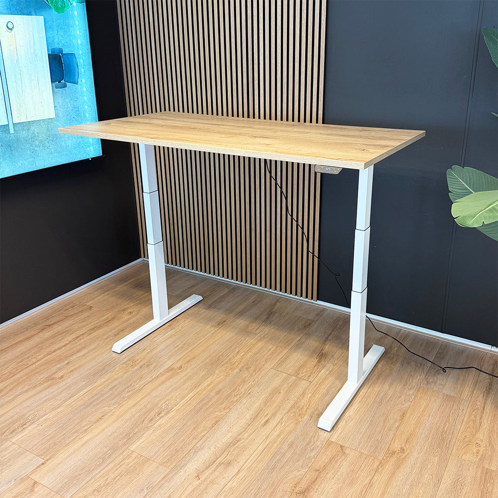 Steelforce 1050 Zit-sta bureau 160x80 cm (wit/nature)