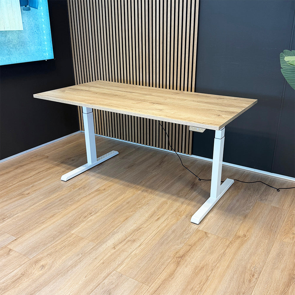 Steelforce 1050 Zit-sta bureau 160x80 cm (wit/nature)