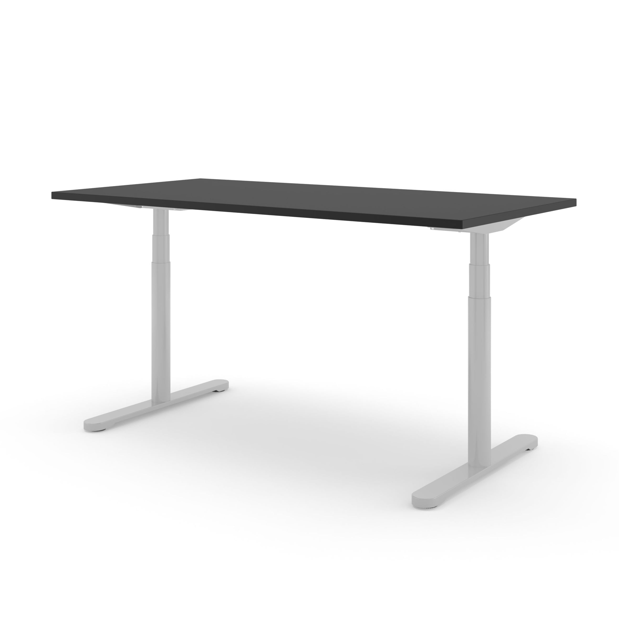 Steelforce pro 870 zit-sta bureau met aluminium onderstel in de kleur zwart met rond blad.
