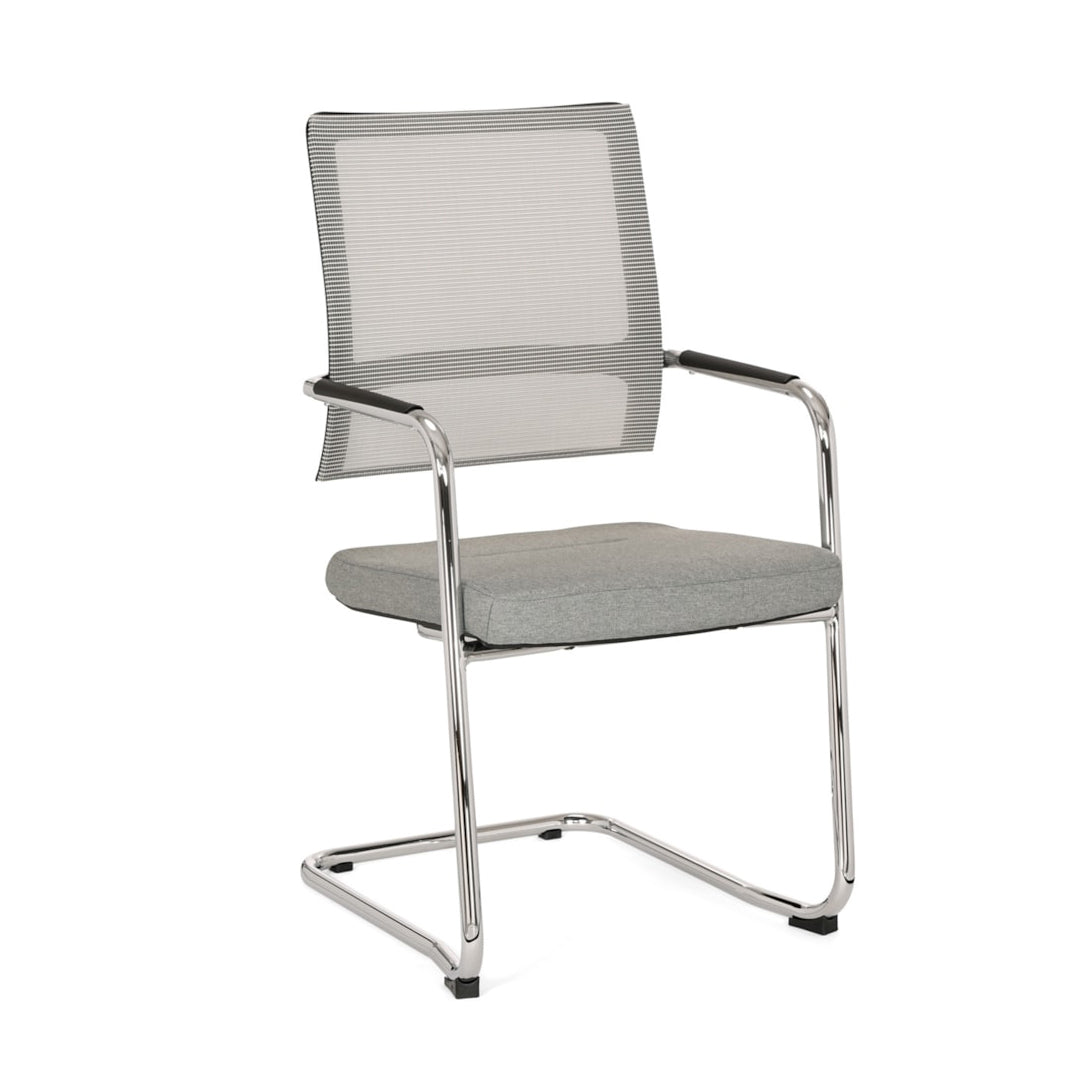 Frits vergaderstoel met grijze bekleding en chrome frame
