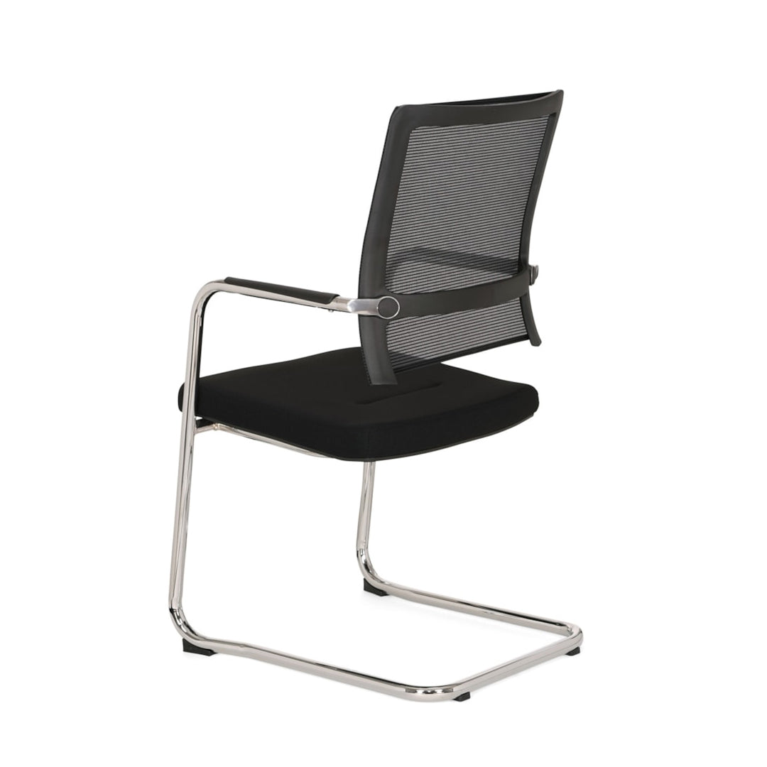 Zwarte vergaderstoel Frits met chrome frame