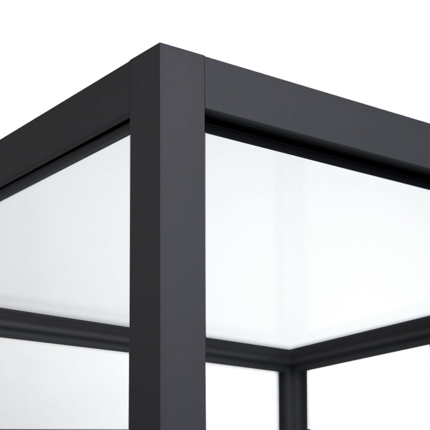 Design vitrinekast in de kleur zwart.