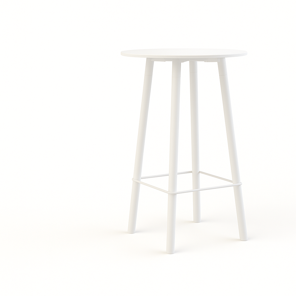 Volledig witte corner bartafel in een ronde uitvoering