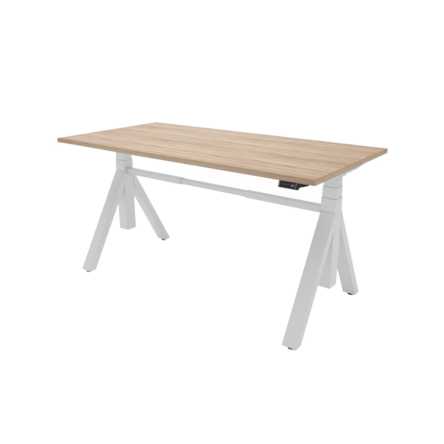 Yens zit-sta bureau met aluminium onderstel.