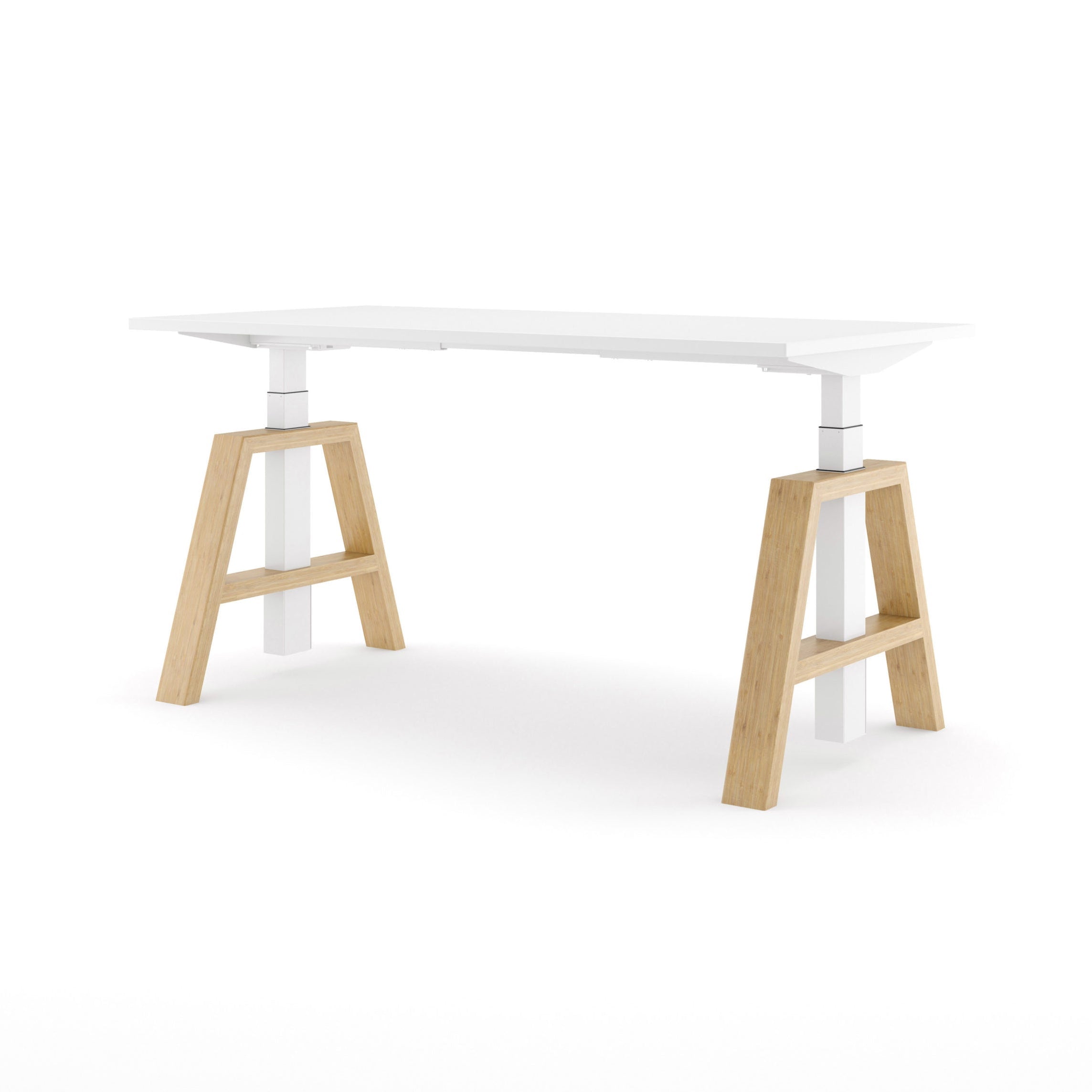 Steelforce pro bamboo zit-sta bureau in de kleur wit.