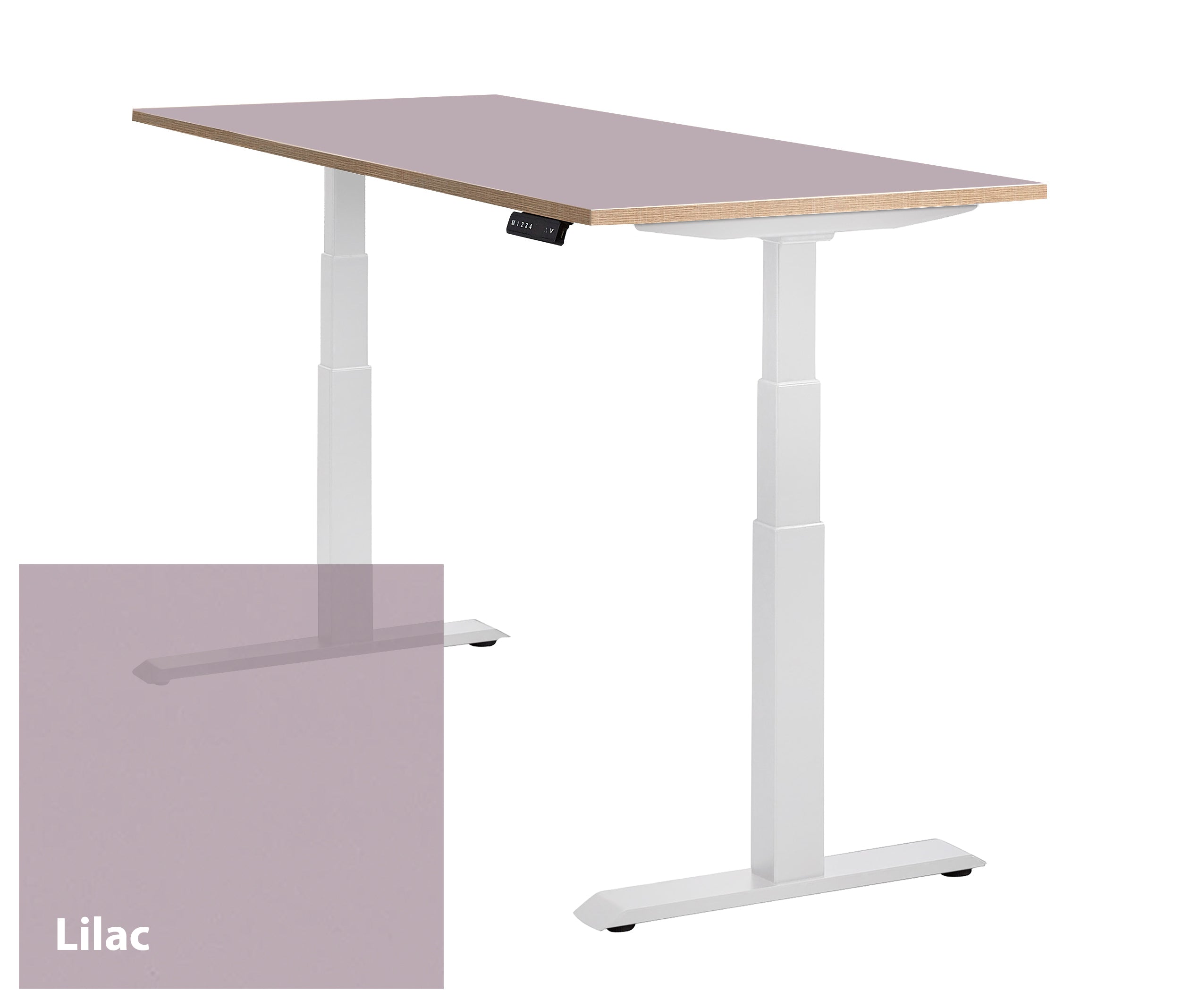Wit frame onder het Bureau Lino met een Lilac Linoleum werkblad