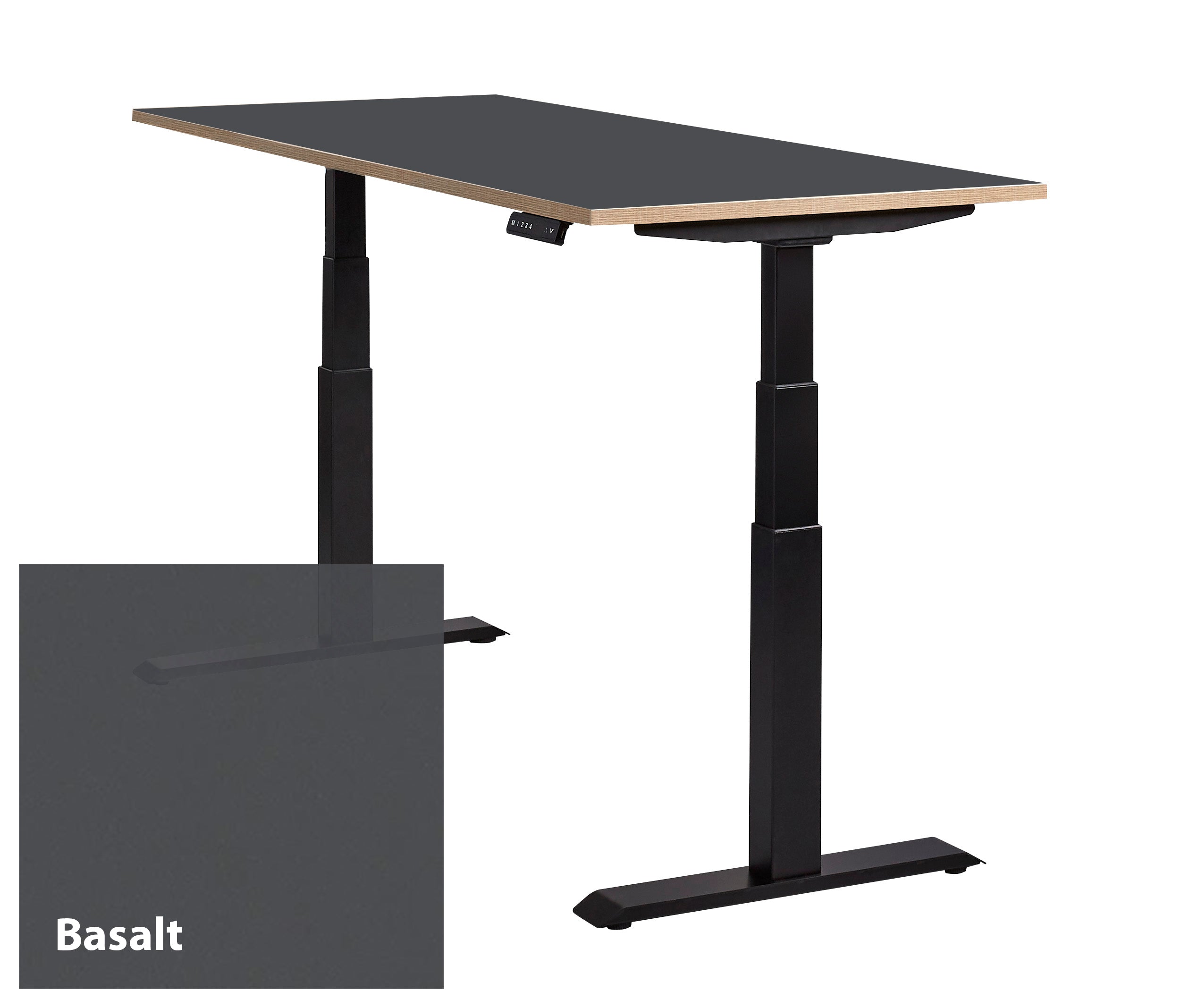 Bureau Lino met en zwart frame en Basalt kleurig werkblad