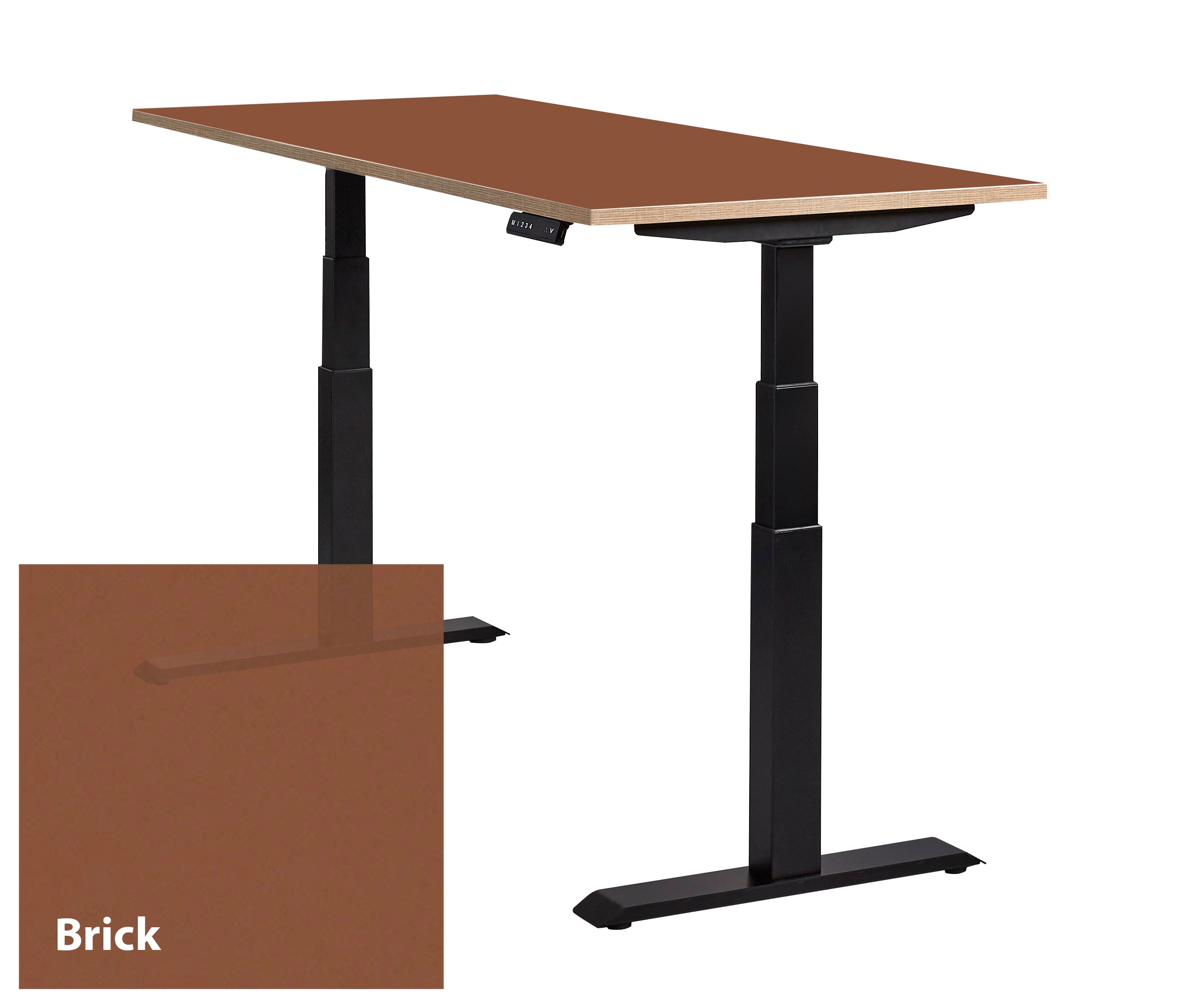 Zwart Bureau Lino met een Brick kleurig linoleum werkblad