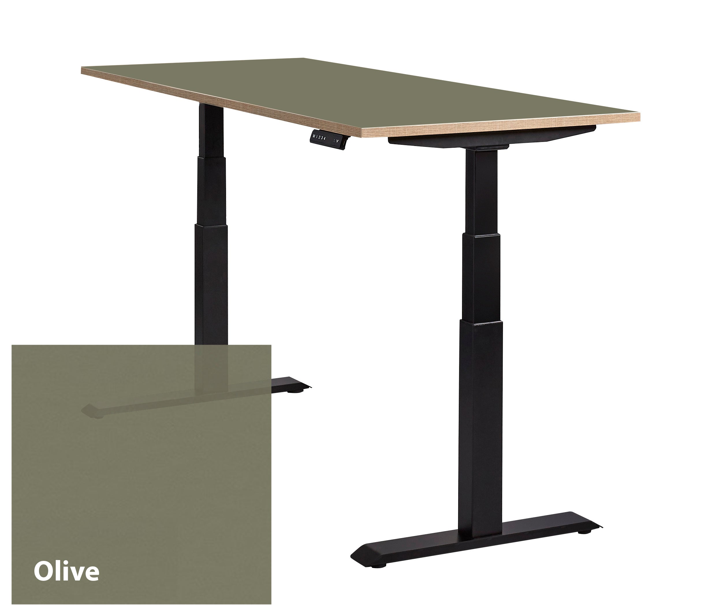 Lino Bureau met een zwart frame en olijf kleurig tafelblad