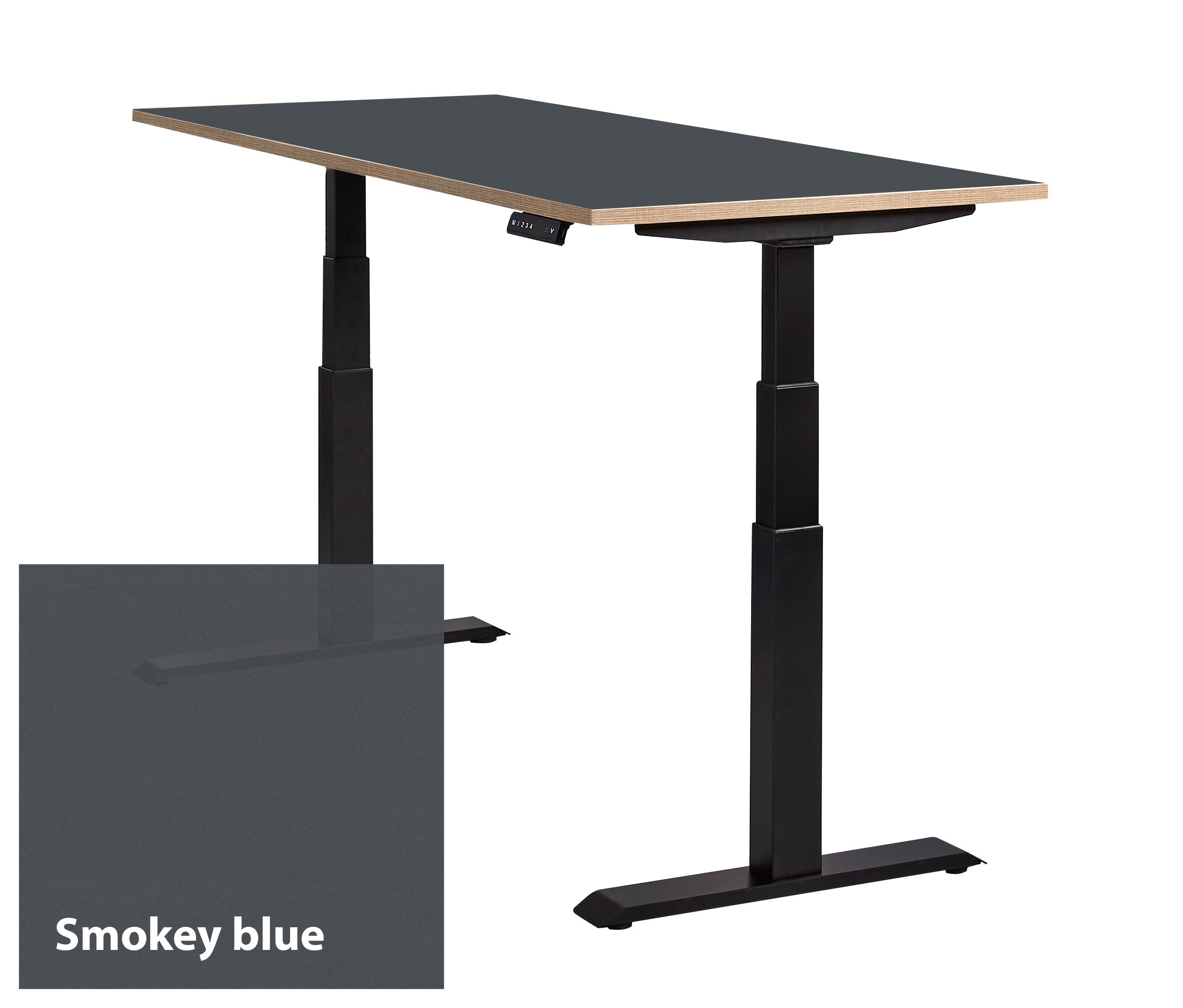Bureau Lino in het zwart met smokey blue werkblad