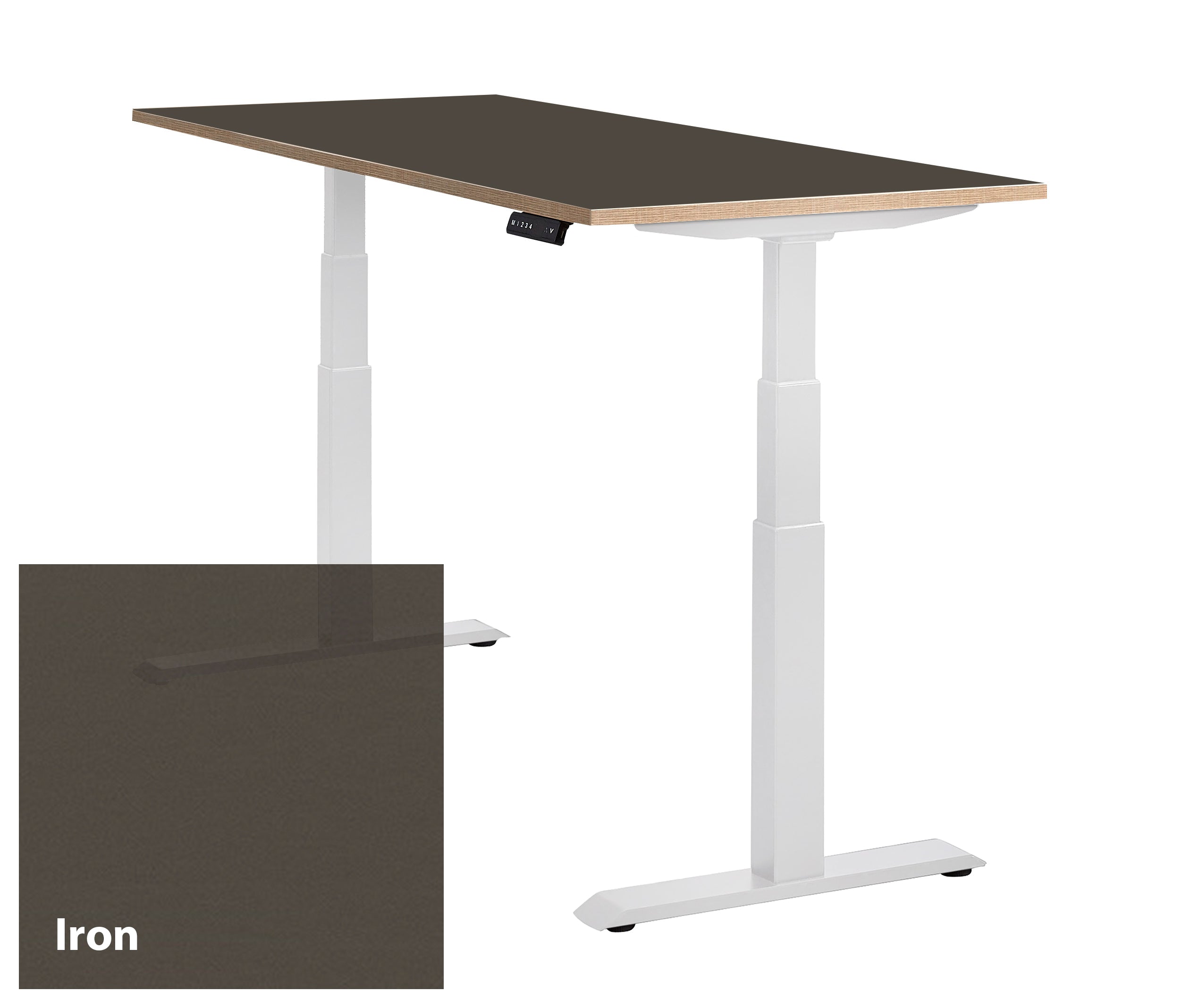 Iron kleurig werkblad op een wit frame van het Bureau Lino