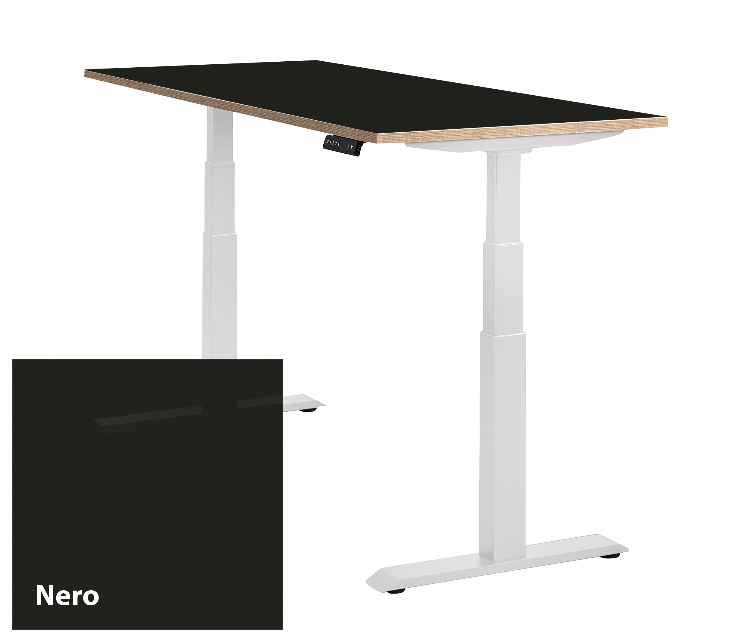 Wit Lino bureau met een zwart, nero, werkblad gemaakt van linoleum