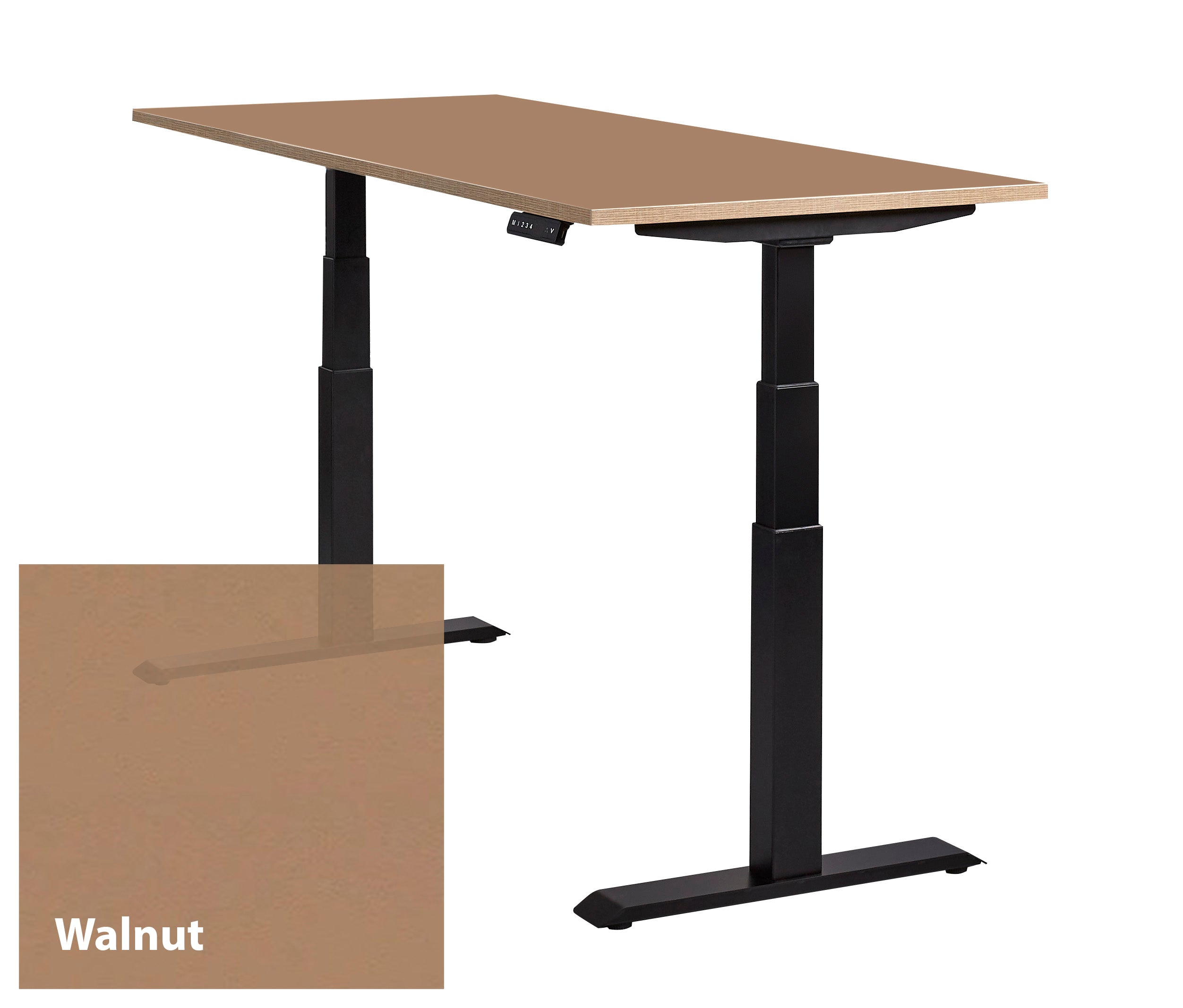 Lino bureau met een zwart frame en walnu t bureaublad