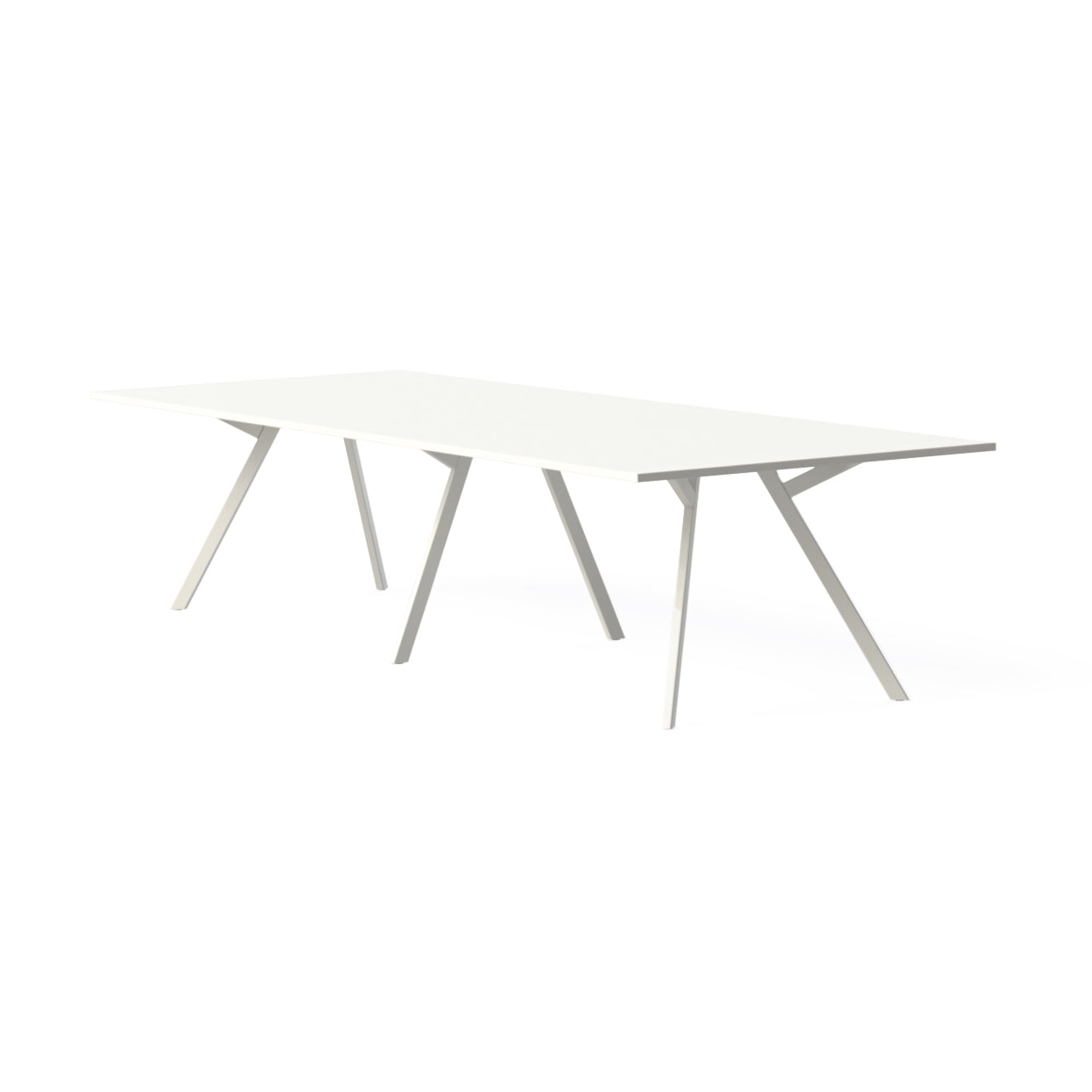 Strakke vergadertafel Cube XL met een wit blad en wit frame