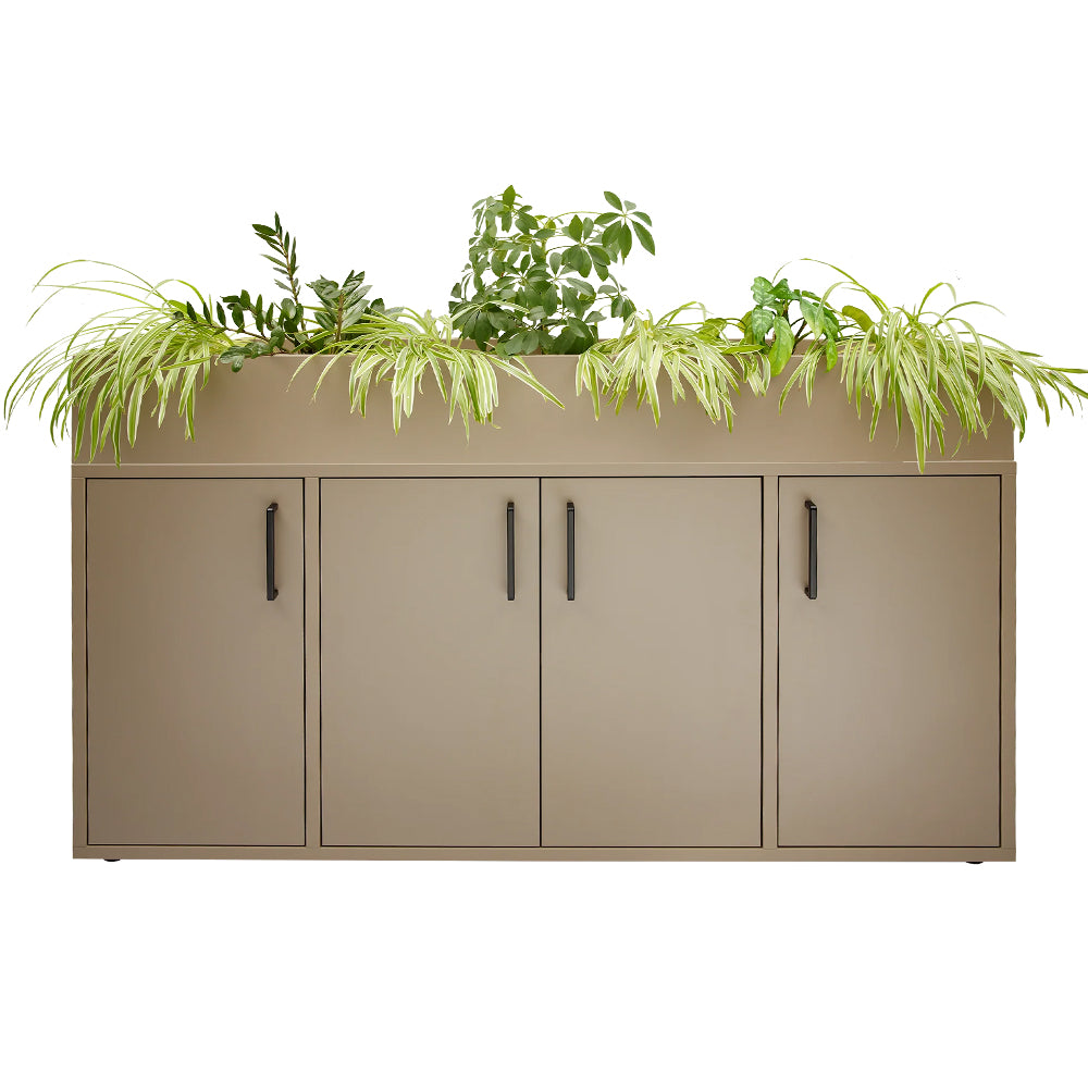 Brede kantoorkast Andres in Cuando met plantenbak