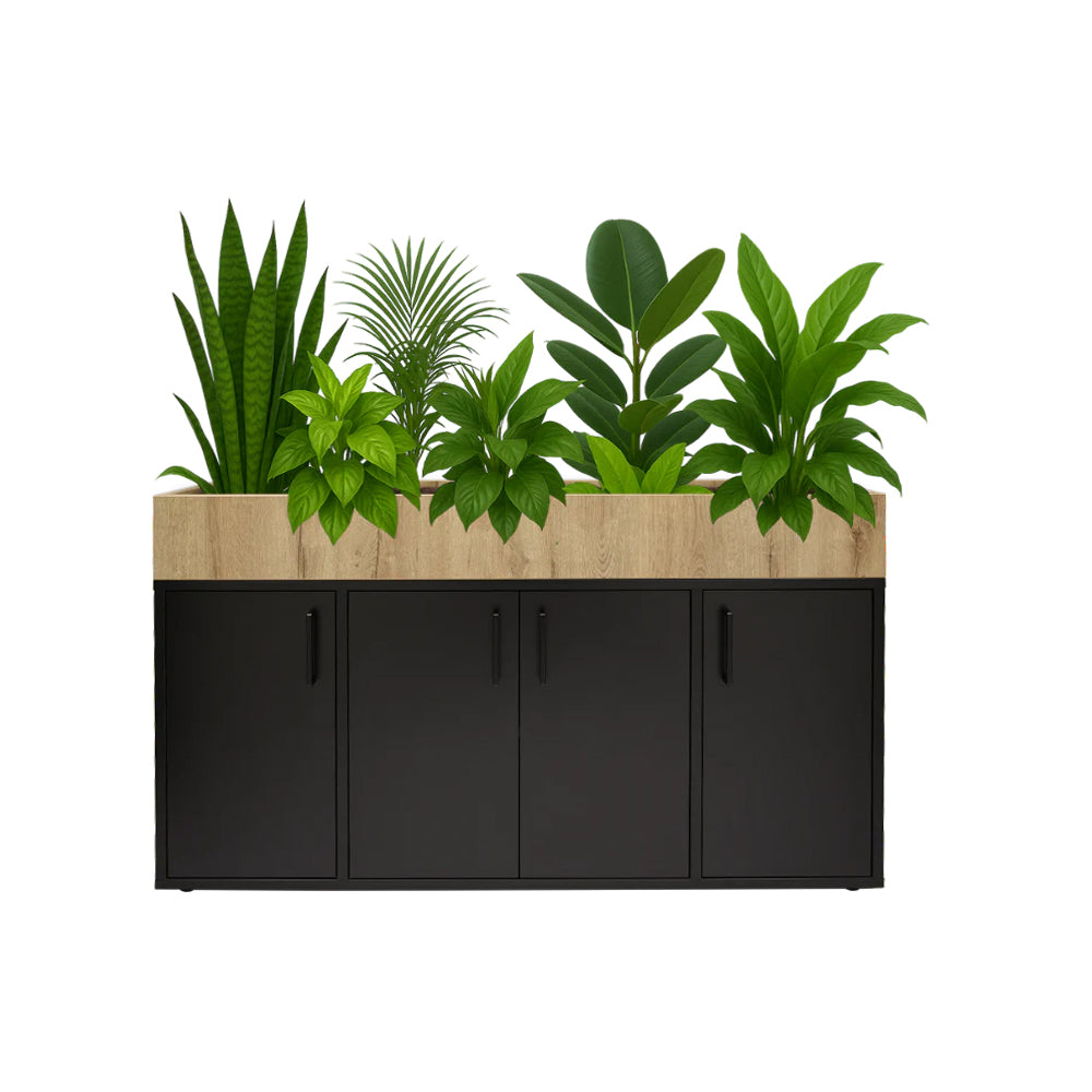 Zwarte kast Andres met plantenbak in de kleur Nature