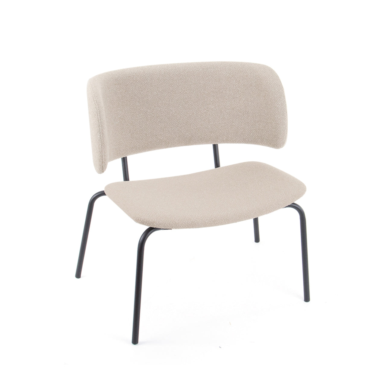 Ontvangstfauteuil eight in stof in de kleur zwart.